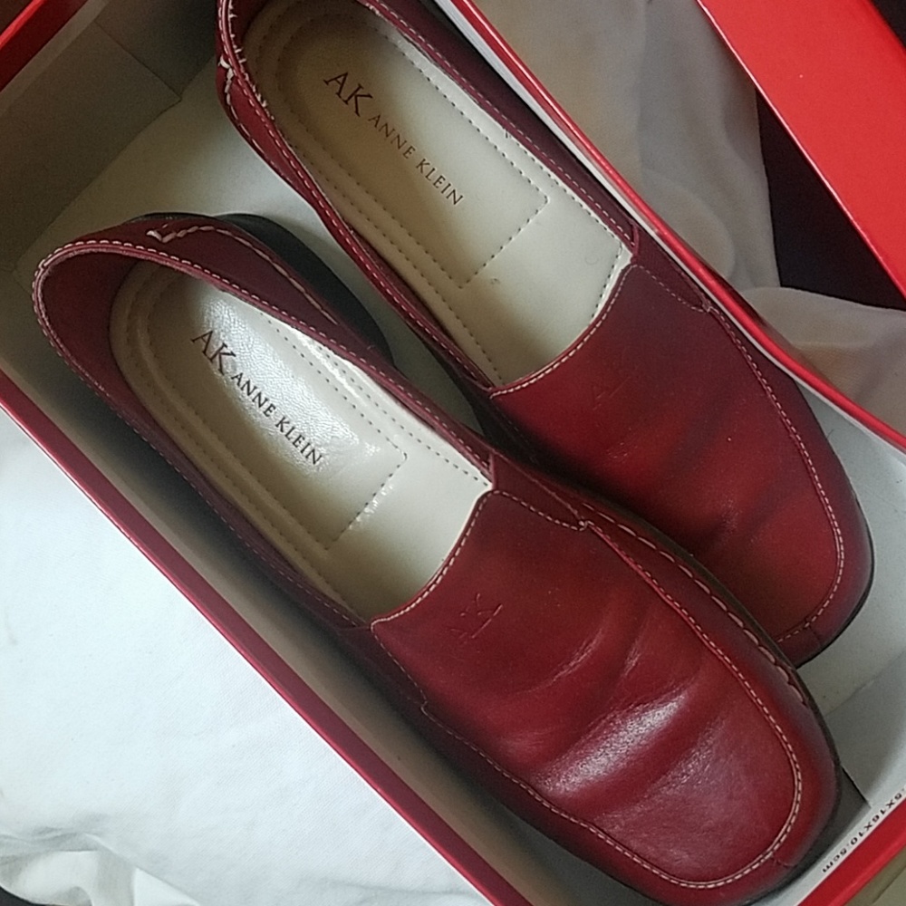 Red Leather Anne Klein Loafers